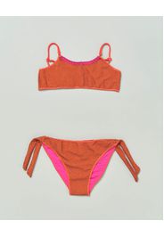 Bikini a fascia arancione in tessuto stretch con lurex