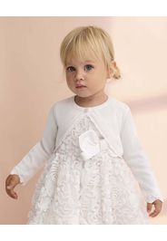 Cardigan bianco Abel & Lula lavorato tricot in viscosa con bottone gioiello