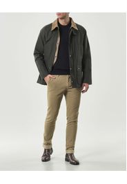 Giacca A.F.F. verde militare in cotone con colletto in velluto