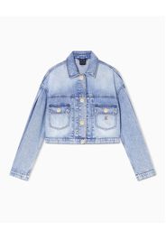 Giubbino Armani Exchange in denim di cotone lavaggio chiaro con automatici e collo a camicia