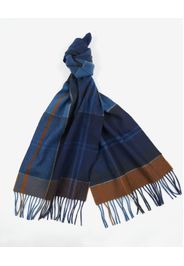 Sciarpa Barbour check blu indaco e ruggine in pura lana
