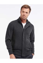 Maglione Barbour grigio antracite in pura lana con doppia chiusura zip e bottoni