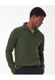 Maglia Barbour verde militare in lana con chiusura a mezza zip