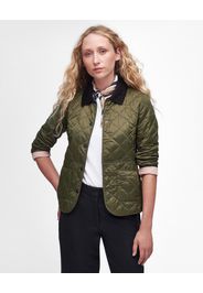 Giacca Barbour Deveron verde trapuntata con colletto a camicia in velluto a coste