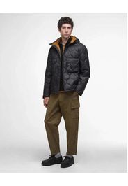 Giacca Barbour Re-Engineered Hooded Spey nera in nylon ad onde con cappuccio