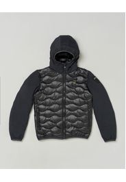 Piumino Blauer nero in nylon trapuntato a onde con cappuccio e maniche in soft shell