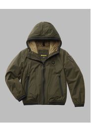 Giacca Blauer militare in nylon con cappuccio ed interno ecopelliccia cammello