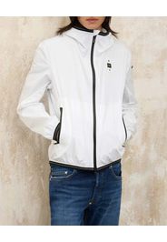 Giubbino bianco Blauer in nylon stretch con cappuccio e cerniere termonastrate