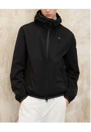 Giubbino nero in nylon stretch con cappuccio e cerniere termonastrate