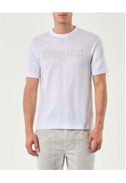 T-shirt Blauer bianca mezza manica con maxi logo sul petto