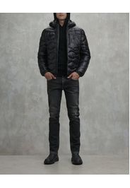 Piumino Wave Blauer nero con cappuccio fisso e trapuntatura ad onde