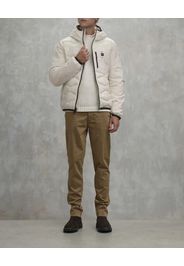 Piumino Albert Blauer bi-tessuto color panna con cappuccio fisso e trapuntatura ad onde