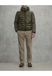 Piumino Albert Blauer bi-tessuto verde militare con cappuccio fisso e trapuntatura ad onde