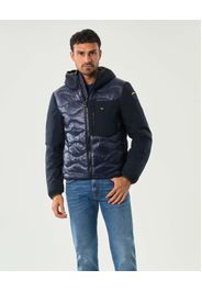 Piumino Albert Blauer bi-tessuto blu con cappuccio fisso e trapuntatura ad onde