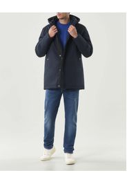 Parka Chester Blauer blu con cappuccio staccabile in neoprene tecnico stretch imbottito in piuma