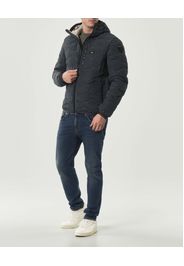 Piumino Wax Wave Blauer lavagna con cappuccio fisso e trapuntatura ad onde