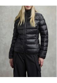 Piumino nero Blauer imbottito in piuma naturale dalla linea sfiancata con colletto in piedi