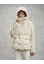 Ecopelliccia color sabbia Blauer con cappuccio e inserti trapuntati in nylon