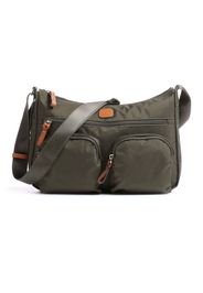 Borsa messenger Bric's verde oliva in nylon con tasconi frontali con cerniera