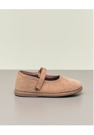 Ballerine Cienta in velluto beige a coste con cinturino