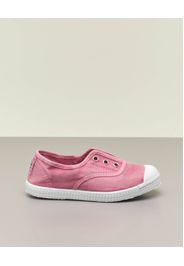 Sneakers rosa senza lacci in canvas di cotone effetto stone washed 24-27