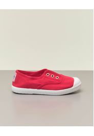 Sneakers rosse senza lacci in canvas di cotone effetto stone washed