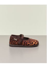 Ballerine Cienta in velluto leopardate con cinturino marrone