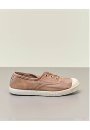 Sneakers sabbia senza lacci in canvas di cotone effetto stone washed 24-27