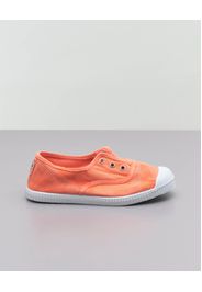Sneakers slip-on arancioni senza lacci in canvas di cotone effetto stone washed