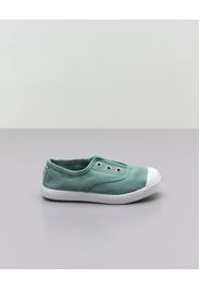 Sneakers slip-on salvia senza lacci in canvas di cotone effetto stone washed