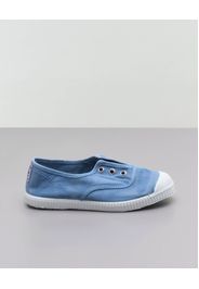 Sneakers slip-on blu denim senza lacci in canvas di cotone effetto stone washed