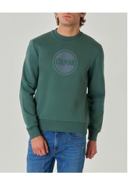 Felpa verde girocollo con logo bollo applicato sul petto