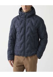 Piumino Colmar Originals blu con cappuccio in nylon opaco a trapuntatura laserata effetto spinato reversibile in parte liscia