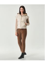 Gilet cropped beige Colmar Originals in tessuto stretch con motivo micro chevron con cappuccio