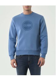 Felpa girocollo Colmar Originals celeste con logo bollo applicato sul petto