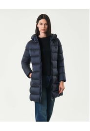 Piumino midi Colmar Originals blu imbottito in piuma naturale con cappuccio