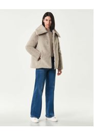 Ecopelliccia color gesso Colmar Originals reversibile nel tessuto trapuntato con colletto a vela