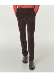 Pantalone chino Brera marrone in velluto millerighe di cotone stretch