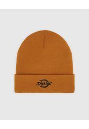 Berretto Dickies panna in maglia con risvolto e logo applicato