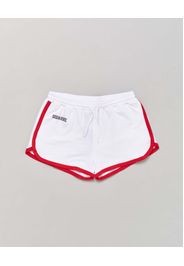 Short boxeur bianco in jersey di cotone strech con coulisse in vita e profili rossi 12-16 anni