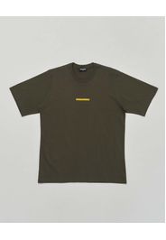 T-shirt Dsquared2 relaxed fit verde militare in puro cotone con mini logo giallo