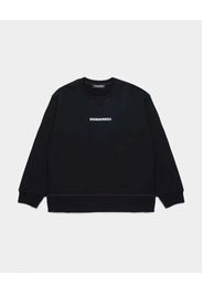 Felpa Dsquared2 nera in puro cotone con mini logo bianco