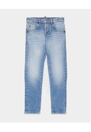 Jeans Dsquared2 regular fit lavaggio chiaro stone washed con tasca in pelle