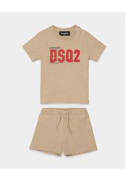 Completo corto Dsquared2 beige in puro cotone