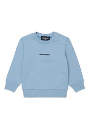 Felpa Dsquared2 azzurra in puro cotone con mini logo bianco