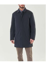Cappotto Connor blu in tessuto tecnico bi-stretch imbottito con collo a camicia
