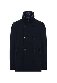 Cappotto doppiopetto Duno blu in tessuto 2-Layer bi-stretch imbottito in piuma