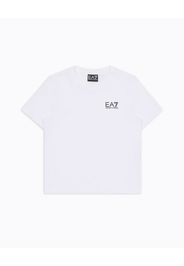 T-shirt EA7 bianca mezza manica in puro cotone con logo EA7 piccolo