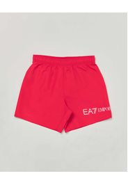 Boxer mare EA7 Junior rosso con stampa logo monogramma bianca