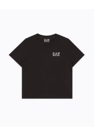 T-shirt EA7 nera mezza manica in puro cotone con logo piccolo
